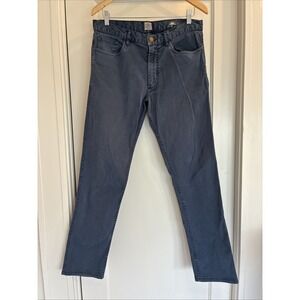 Faherty Brand Mens 32 Navy Blue 98% Cotton Twill 5-Pocket Straight Pants 32x31